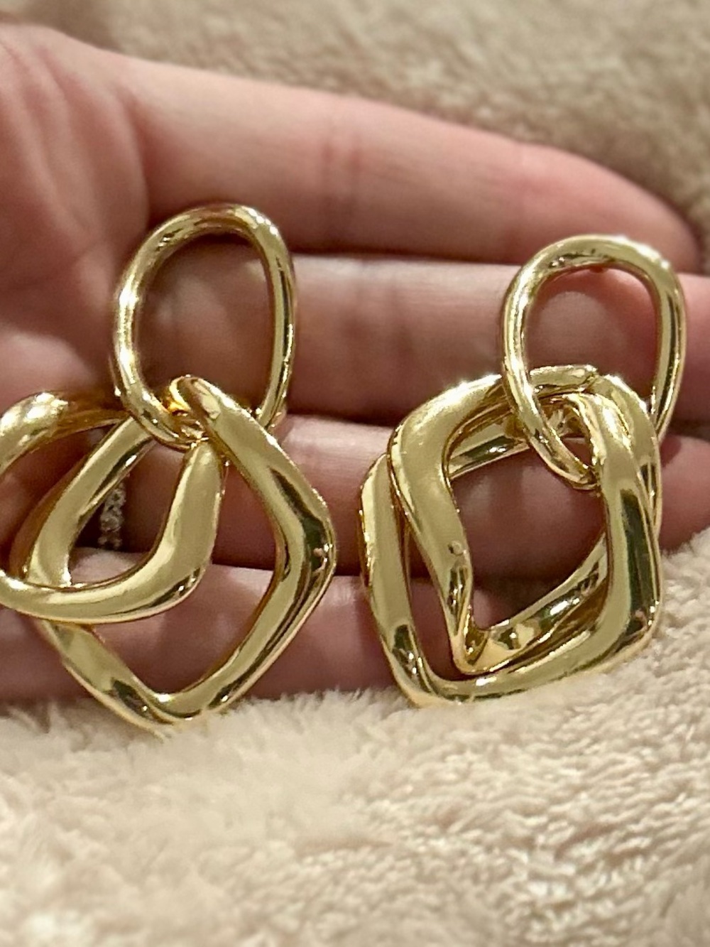 Modern Chunky Gold Link Earrings | Abstract Statement Dangles
